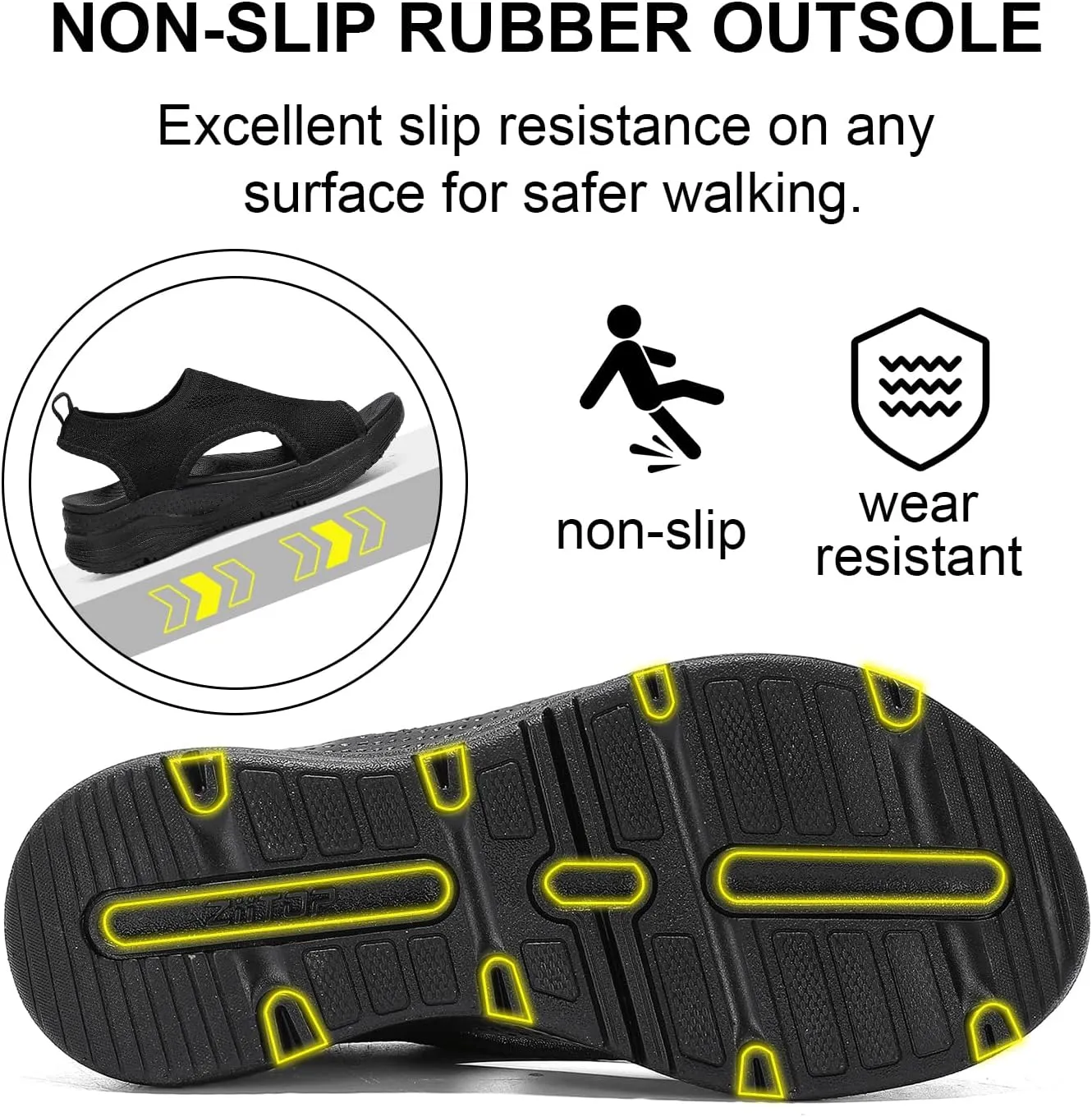 GoodValue Womens Comfortable Orthopedic Sandals Arch Support Ladies Walking Sport Athletic Sandals Open Toe Slip On Plantar Fasciitis Platform Dress Sandal 2 Inches Heel