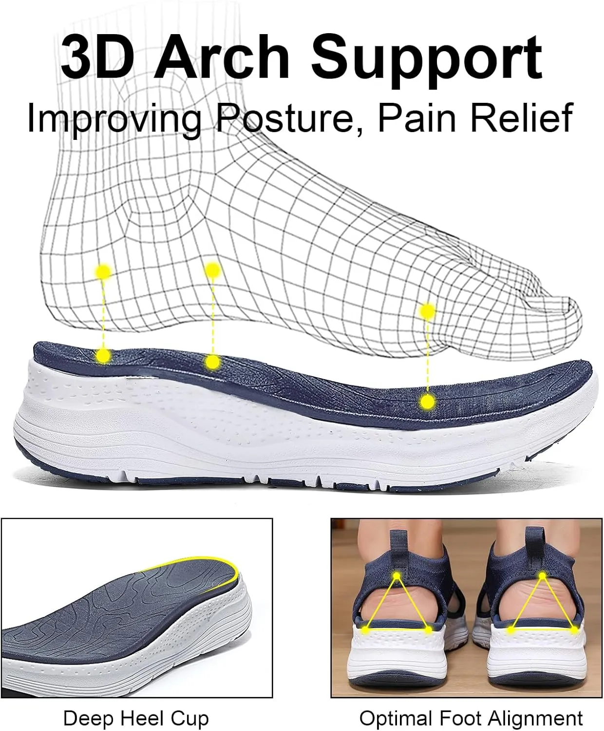 GoodValue Womens Comfortable Orthopedic Sandals Arch Support Ladies Walking Sport Athletic Sandals Open Toe Slip On Plantar Fasciitis Platform Dress Sandal 2 Inches Heel