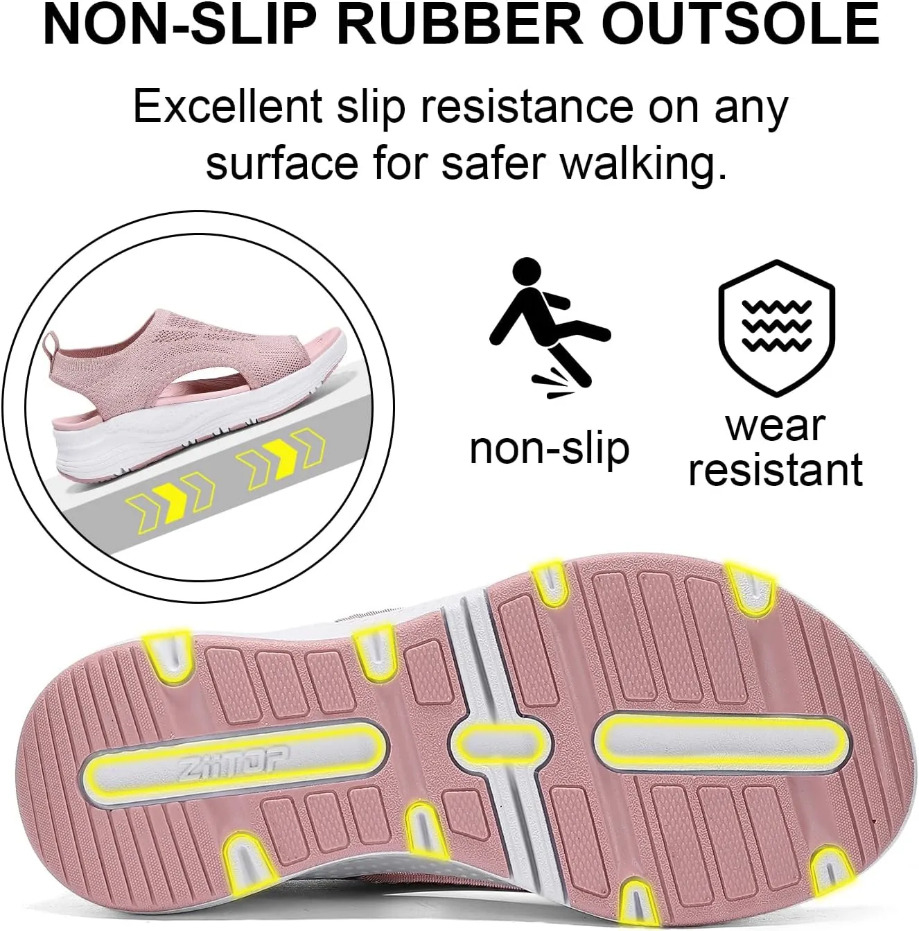 GoodValue Womens Comfortable Orthopedic Sandals Arch Support Ladies Walking Sport Athletic Sandals Open Toe Slip On Plantar Fasciitis Platform Dress Sandal 2 Inches Heel