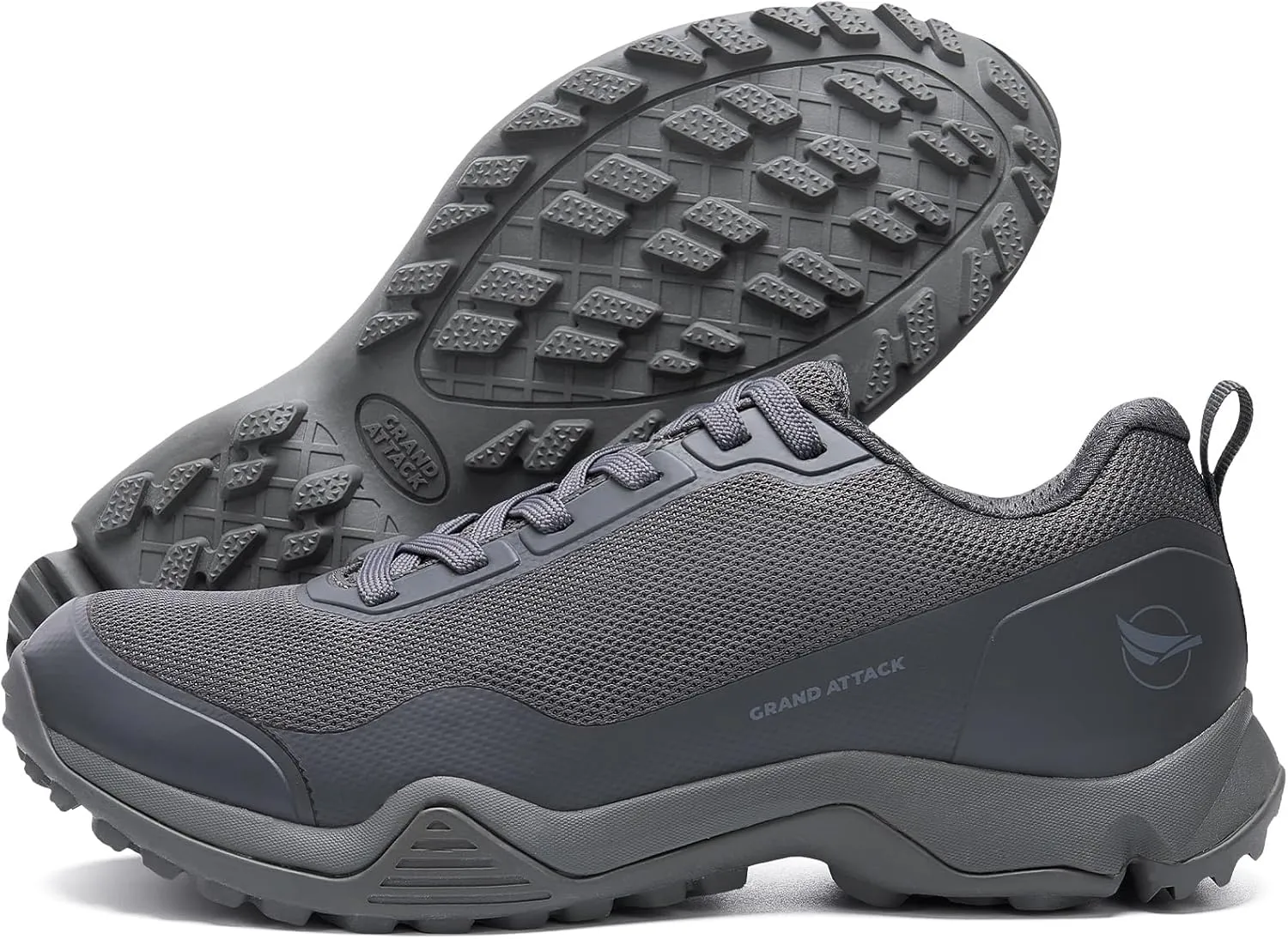 Grand Attack Men's Waterproof Hiking Shoes Lightweight Approach Trekking Comfortable Backpacking Boots Non Slip Work Shoes Outdoor Camping Travel Sneakers