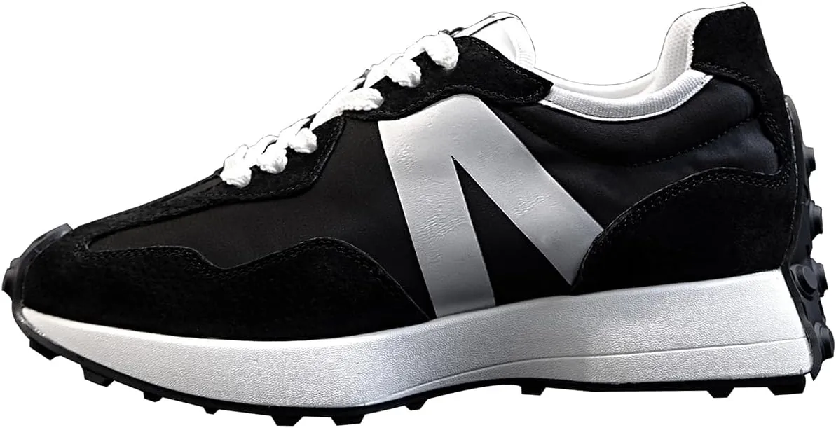 Grey and White Women's Thick Soled Fashionable Sneakers, Retro Classic Sneakers, Casual Lace up Fashionable Tennis Running Shoes