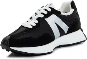 Grey and White Women's Thick Soled Fashionable Sneakers, Retro Classic Sneakers, Casual Lace up Fashionable Tennis Running Shoes