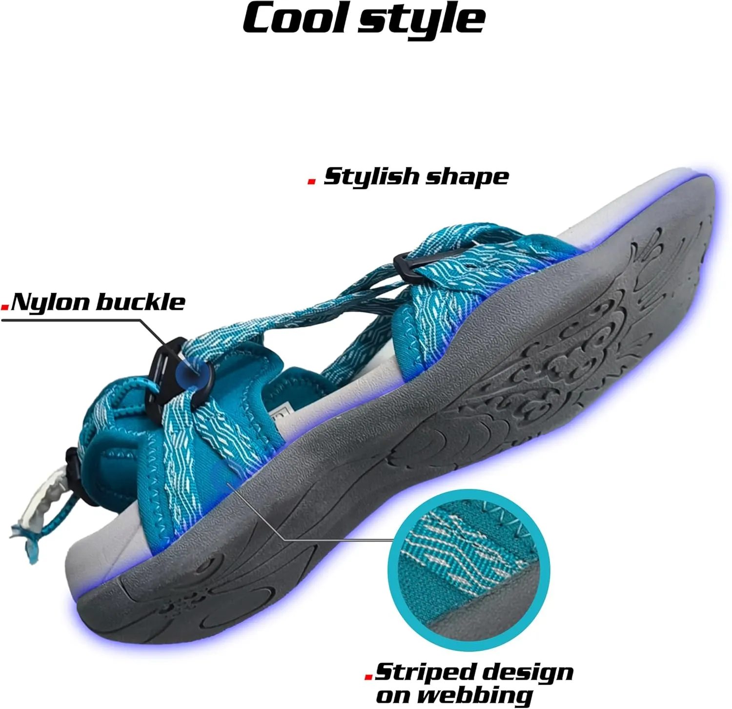GRITION Women Hiking Sandals Girls, Outdoor Sport Water Shoes, Summer Flat Cross-Tied Sandals Open Toe Adjustable Walking Shoes