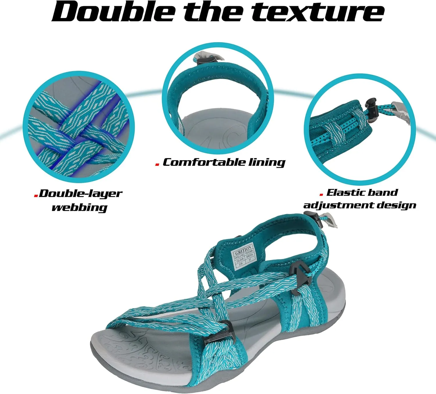GRITION Women Hiking Sandals Girls, Outdoor Sport Water Shoes, Summer Flat Cross-Tied Sandals Open Toe Adjustable Walking Shoes