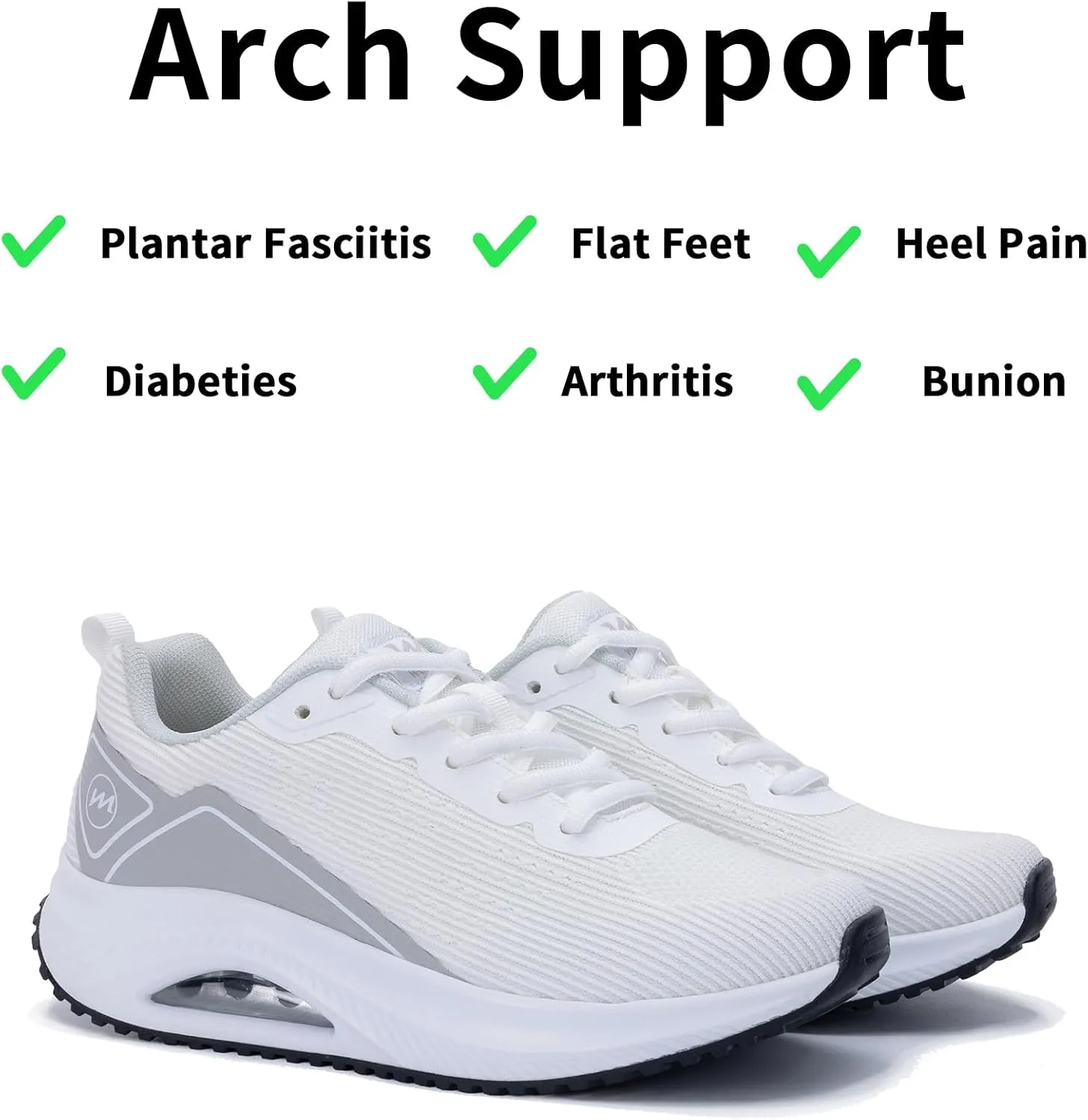 Gyeice Women's Walking Shoes Arch Support Orthotic Breathable Tennis Sneakers for Plantar Fasciitis Pain Relief US 5.5-11