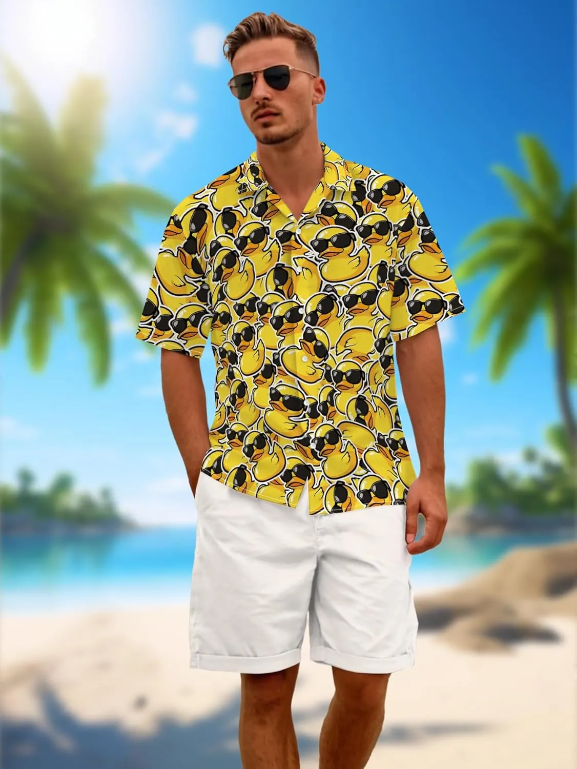 Hawaiian Shirts for Men Summer Beach Casual Short Sleeve Button Down Shirts Novelty Print Tropical Beach Shirts