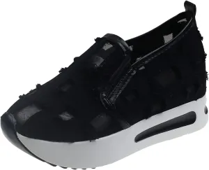 Hbeylia Platform Wedge Sneakers for Women Fashion Embroidery Floral Mesh Air Comfort Chunky Sole Hidden High Heels Slip On Loafers Breathable Walking Work Shoes with Arch Support