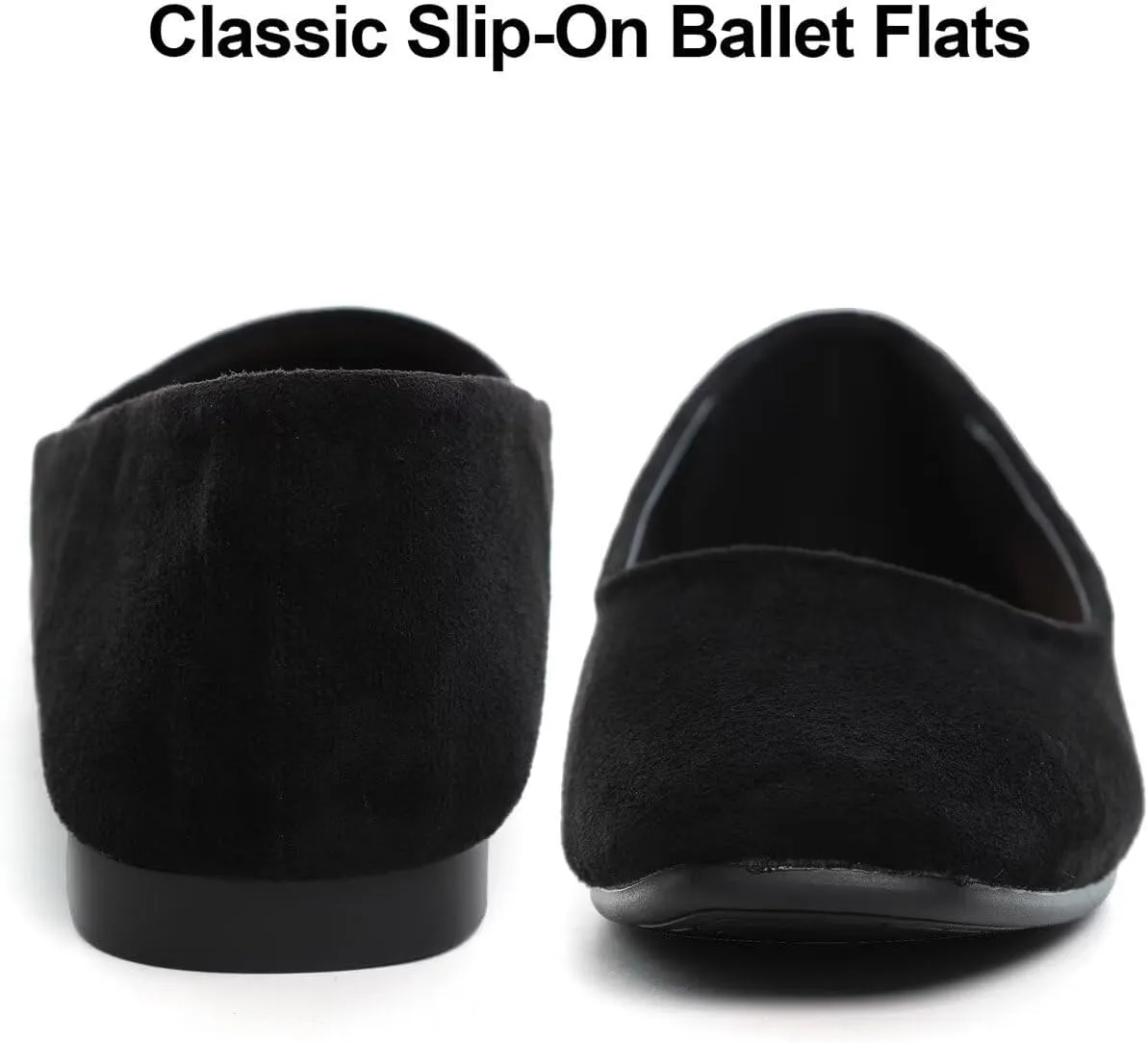 Hee grand Classic Solid Square Toe Ballet Flats for Women Comfort Casual Flats Lightweight Slip on Loafers Suede Dress Shoes