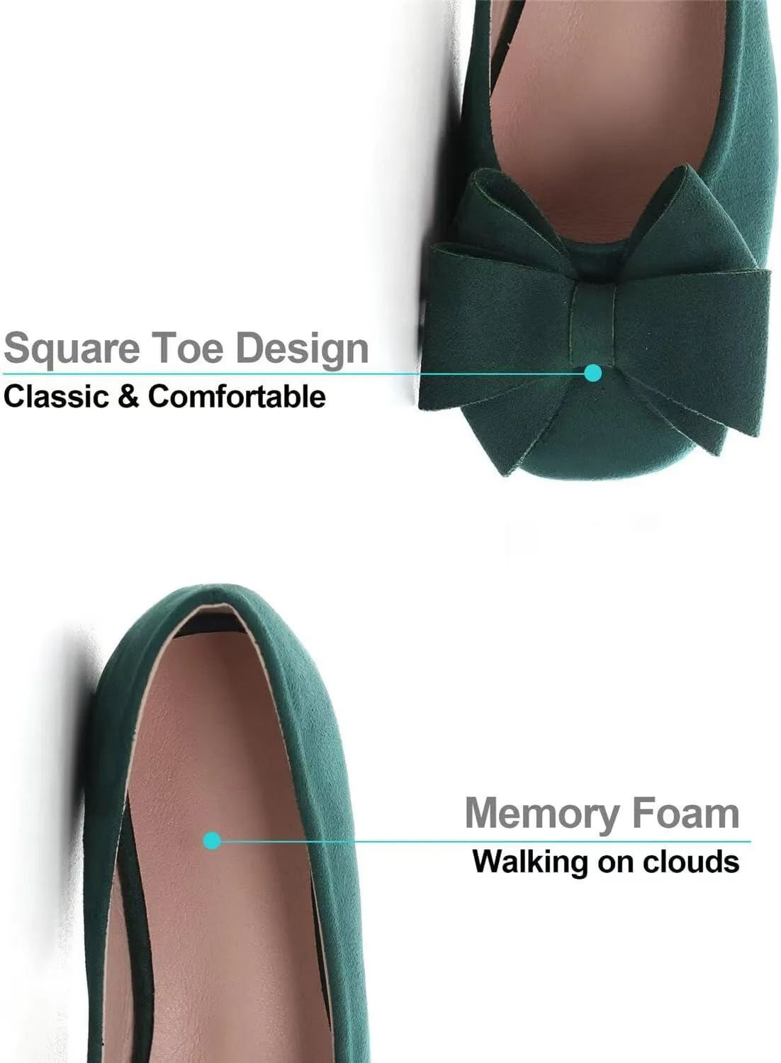 Hee grand Classic Solid Square Toe Ballet Flats for Women Comfort Casual Flats Lightweight Slip on Loafers Suede Dress Shoes