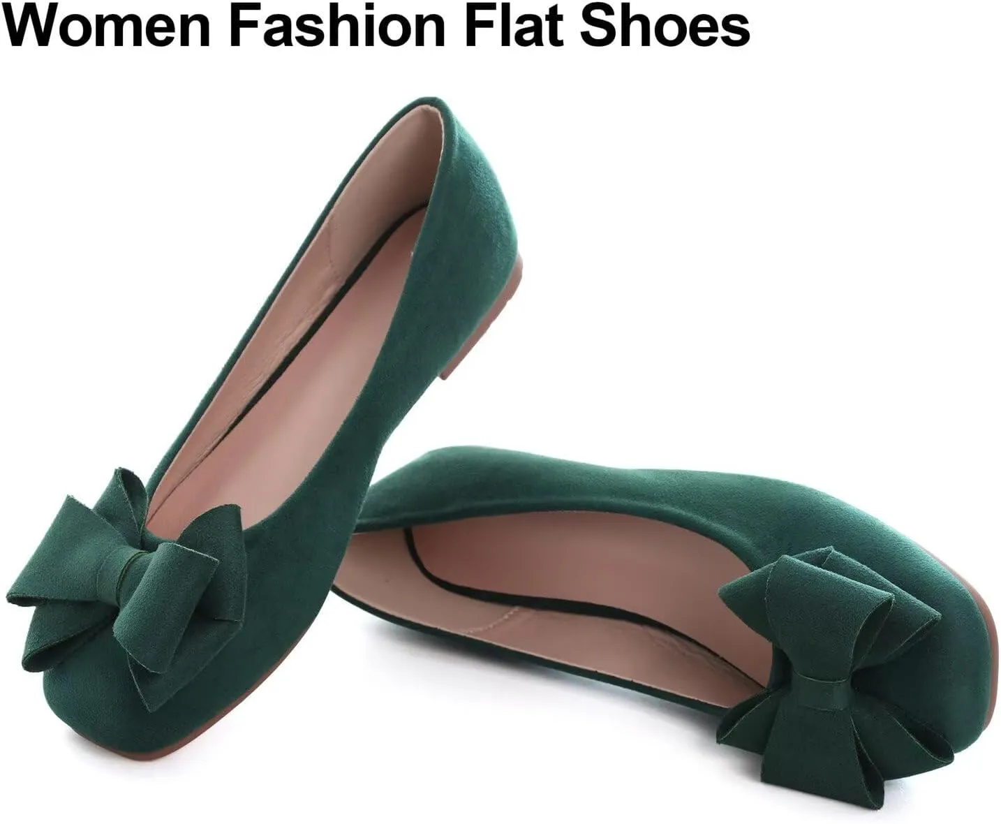 Hee grand Classic Solid Square Toe Ballet Flats for Women Comfort Casual Flats Lightweight Slip on Loafers Suede Dress Shoes