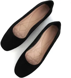 Hee grand Classic Solid Square Toe Ballet Flats for Women Comfort Casual Flats Lightweight Slip on Loafers Suede Dress Shoes