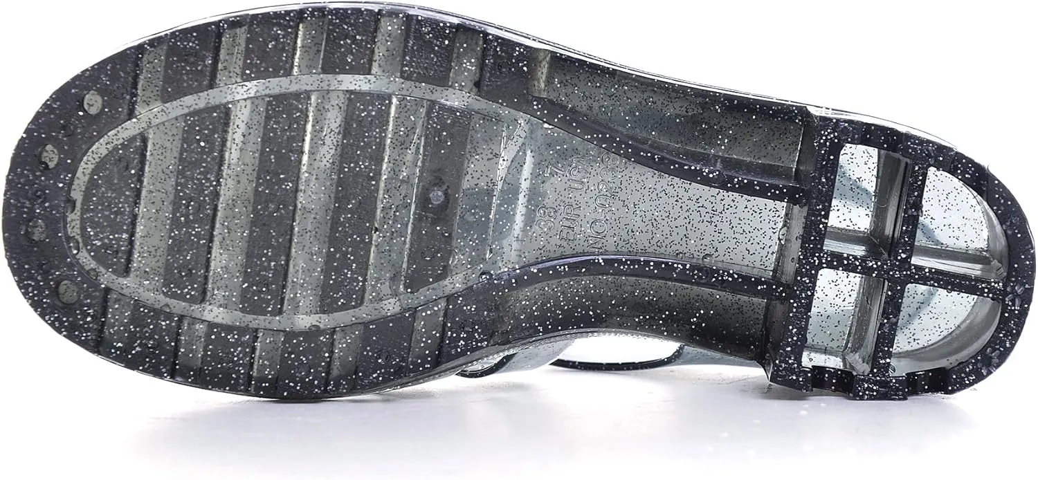 Hee grand Crystal Jelly Heel Sandals For Women Summer Beach Jelly Shoes