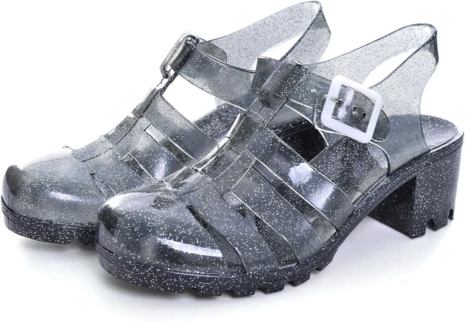 Hee grand Crystal Jelly Heel Sandals For Women Summer Beach Jelly Shoes