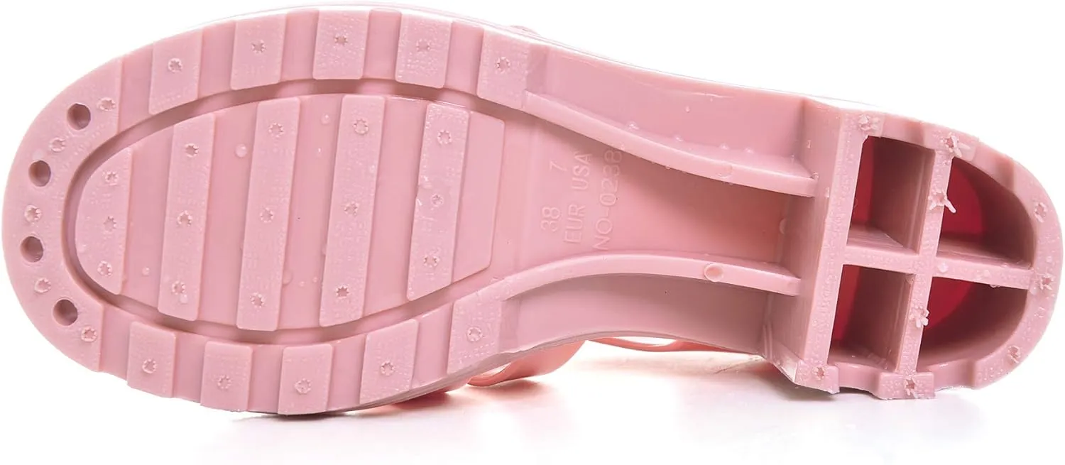 Hee grand Crystal Jelly Heel Sandals For Women Summer Beach Jelly Shoes