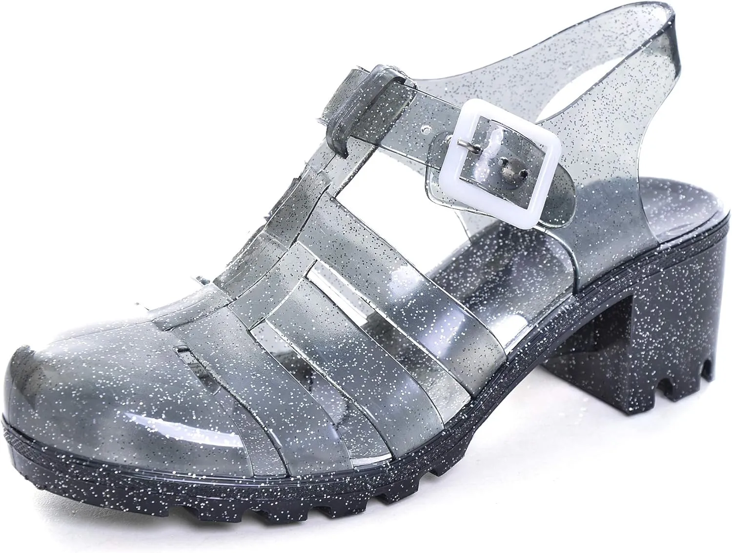 Hee grand Crystal Jelly Heel Sandals For Women Summer Beach Jelly Shoes