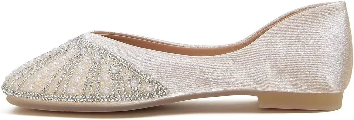 Hee grand Glittery Rhinestones Ballet Flats for Wedding Party Square Toe Slip-On Flats Comfort Light Weight Loafers Sparkling Crystals Fashion Dress Shoes