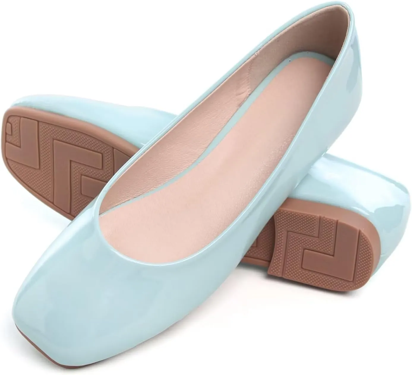 Hee grand Women's Flats Square Toe Ballet Shoes Casual Flats Satin Dress Shoes Comfort Slip-On Loafers