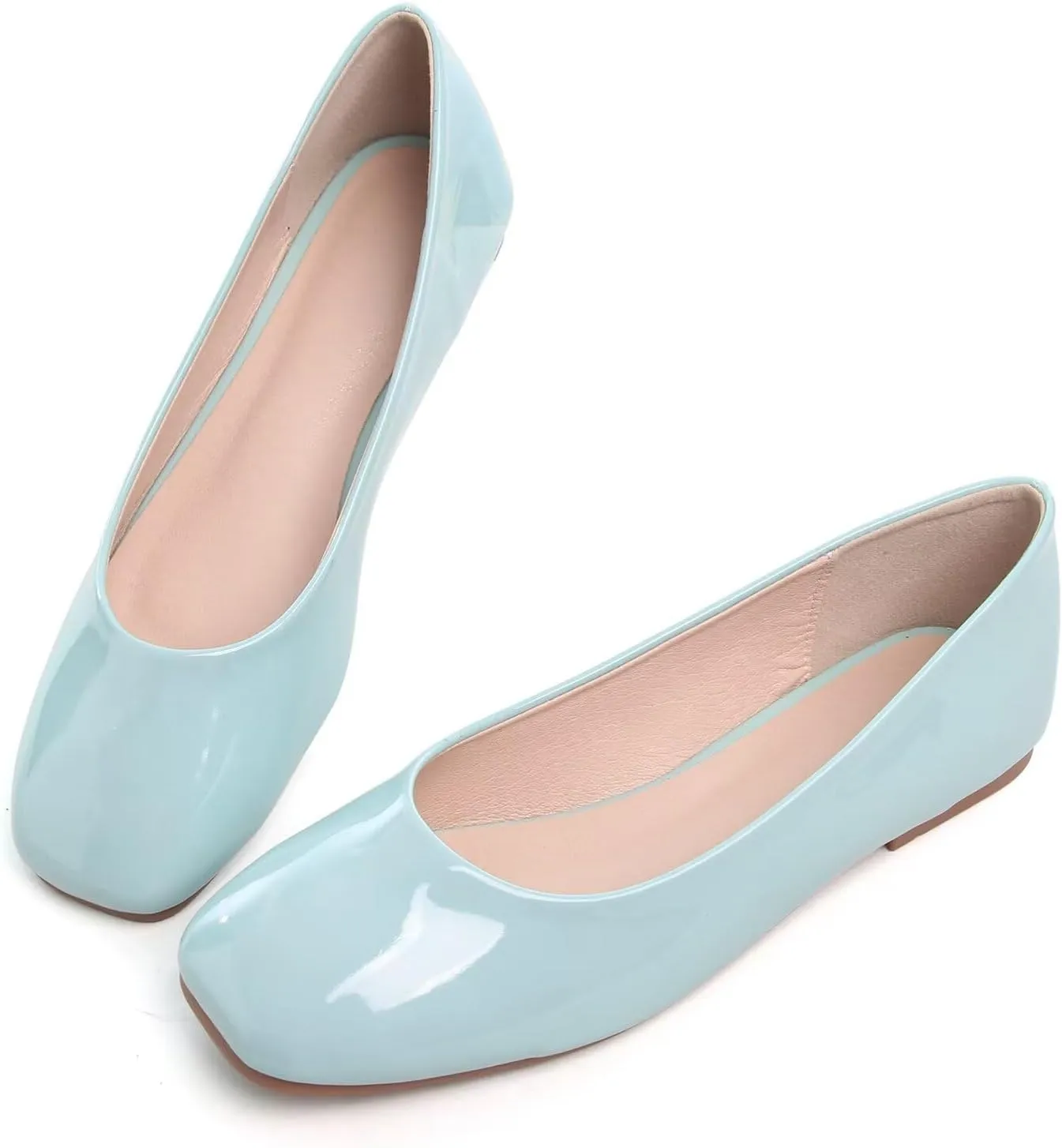 Hee grand Women's Flats Square Toe Ballet Shoes Casual Flats Satin Dress Shoes Comfort Slip-On Loafers