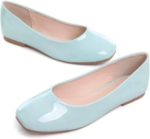 Hee grand Women's Flats Square Toe Ballet Shoes Casual Flats Satin Dress Shoes Comfort Slip-On Loafers