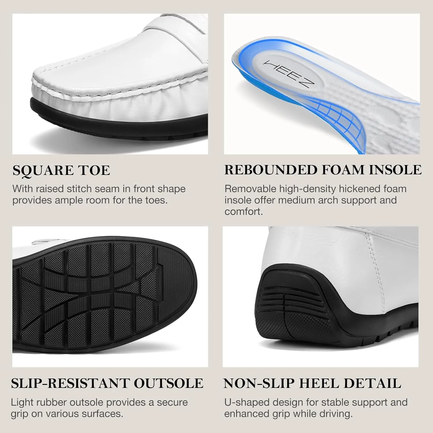 HEEZ Men's Loafers Slip On Shoes Penny Loafers Dress Shoes Leather Casual Driving Boat Shoes for Men