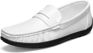 HEEZ Men's Loafers Slip On Shoes Penny Loafers Dress Shoes Leather Casual Driving Boat Shoes for Men