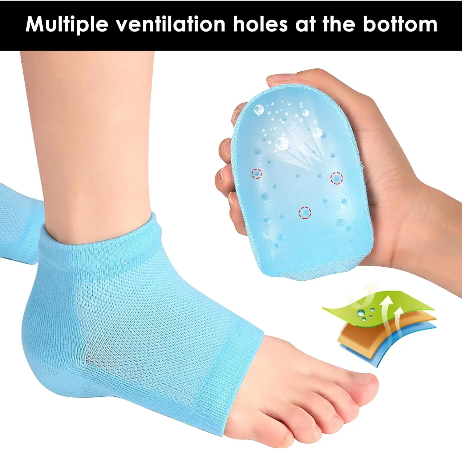 Heightening Wedge Insole Socks Invisible Silicone Height Increase Socks Heel Pad Insert for Plantar Fasciitis Pain Relive and Gait Correction White 3.5 CM/1.4 Inch Up