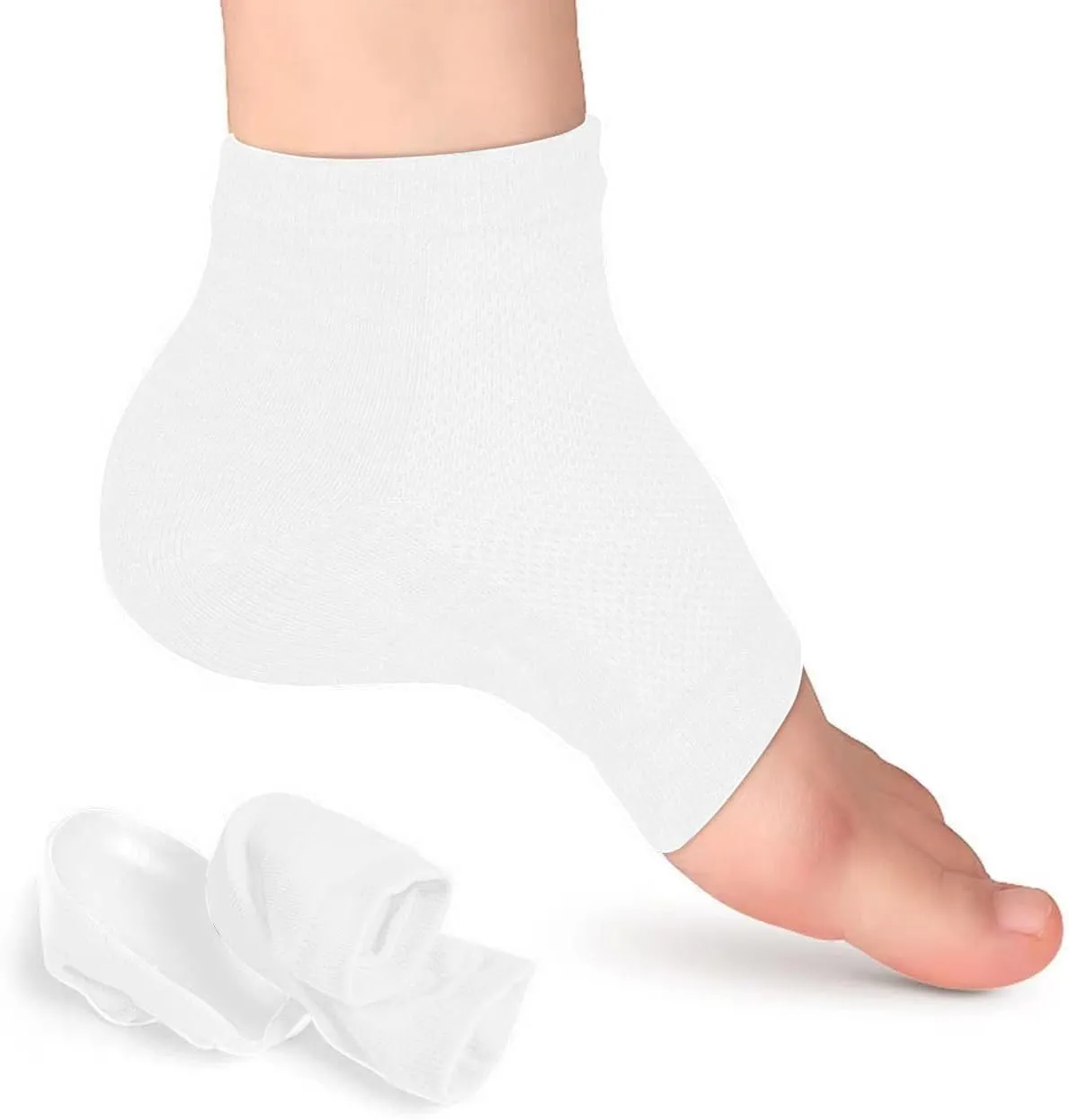 Heightening Wedge Insole Socks Invisible Silicone Height Increase Socks Heel Pad Insert for Plantar Fasciitis Pain Relive and Gait Correction White 3.5 CM/1.4 Inch Up