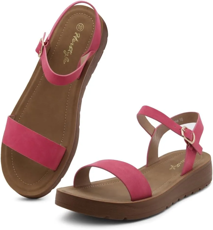 Herstyle Women’s Flat Sandals – One Band Ankle Strap Dressy Casual Sandals with Cushioned Footbed | Comfortable Open Toe Walking Shoes for Summer & Daily Wear