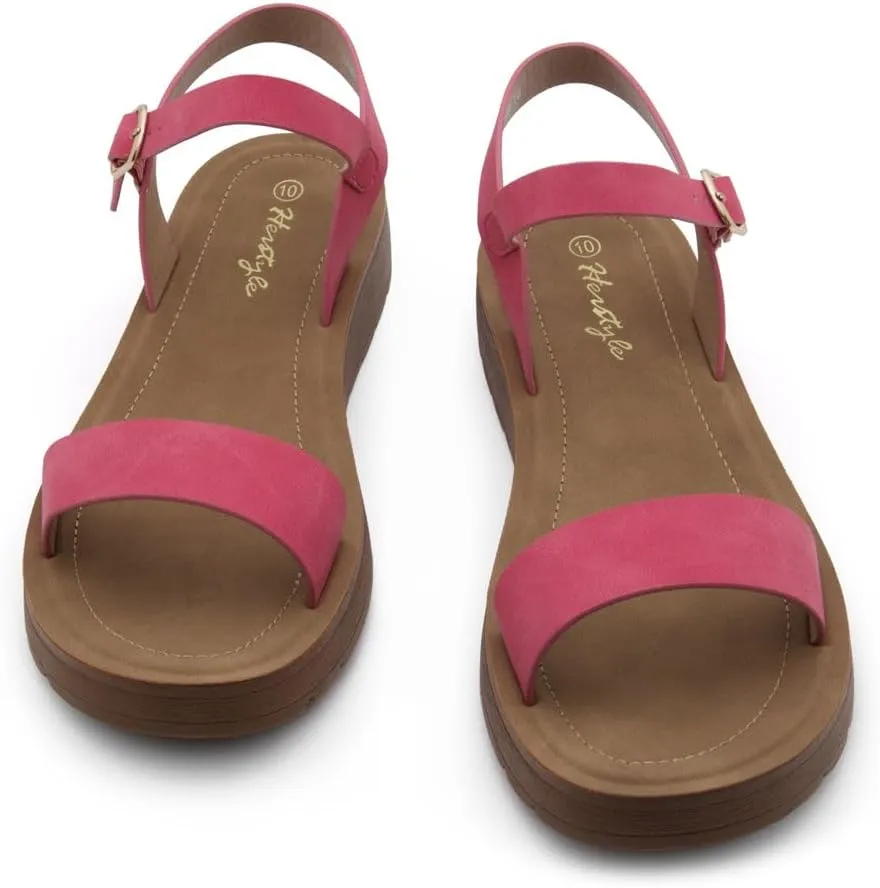 Herstyle Women’s Flat Sandals – One Band Ankle Strap Dressy Casual Sandals with Cushioned Footbed | Comfortable Open Toe Walking Shoes for Summer & Daily Wear