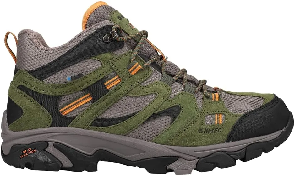 HI-TEC Mens Ht Ravus Mid Wp Lace Up Hiking Hiking Casual Boots Ankle - Green, Grey - Size 9 M