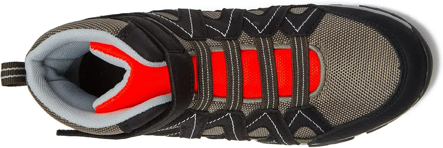 HI-TEC Ravus Blast Mid Boys Hiking Boots, No Tie Lightweight Breathable Outdoor Trekking Shoes, Little Kid and Big Kid Sizes 1 to 7