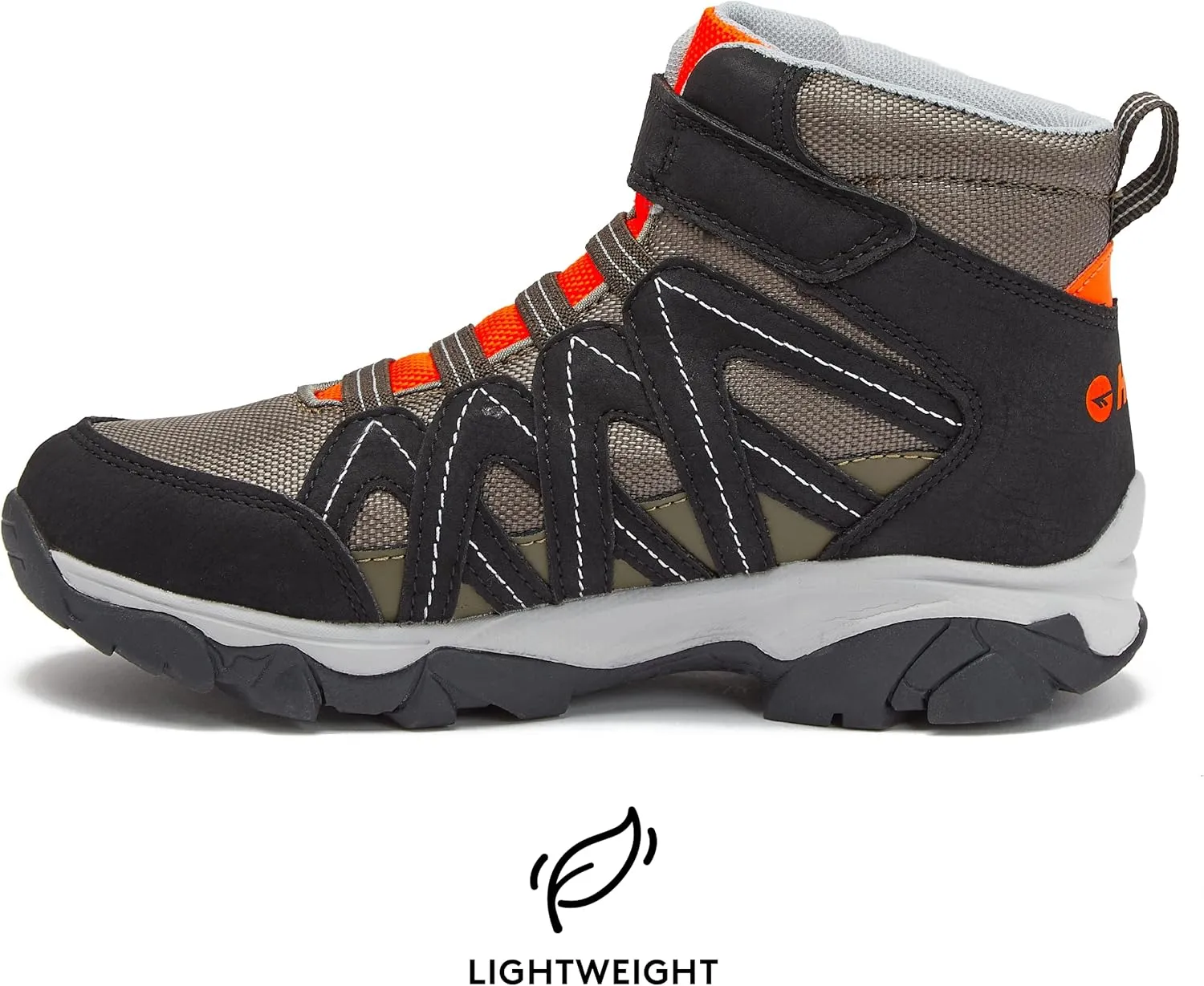 HI-TEC Ravus Blast Mid Boys Hiking Boots, No Tie Lightweight Breathable Outdoor Trekking Shoes, Little Kid and Big Kid Sizes 1 to 7