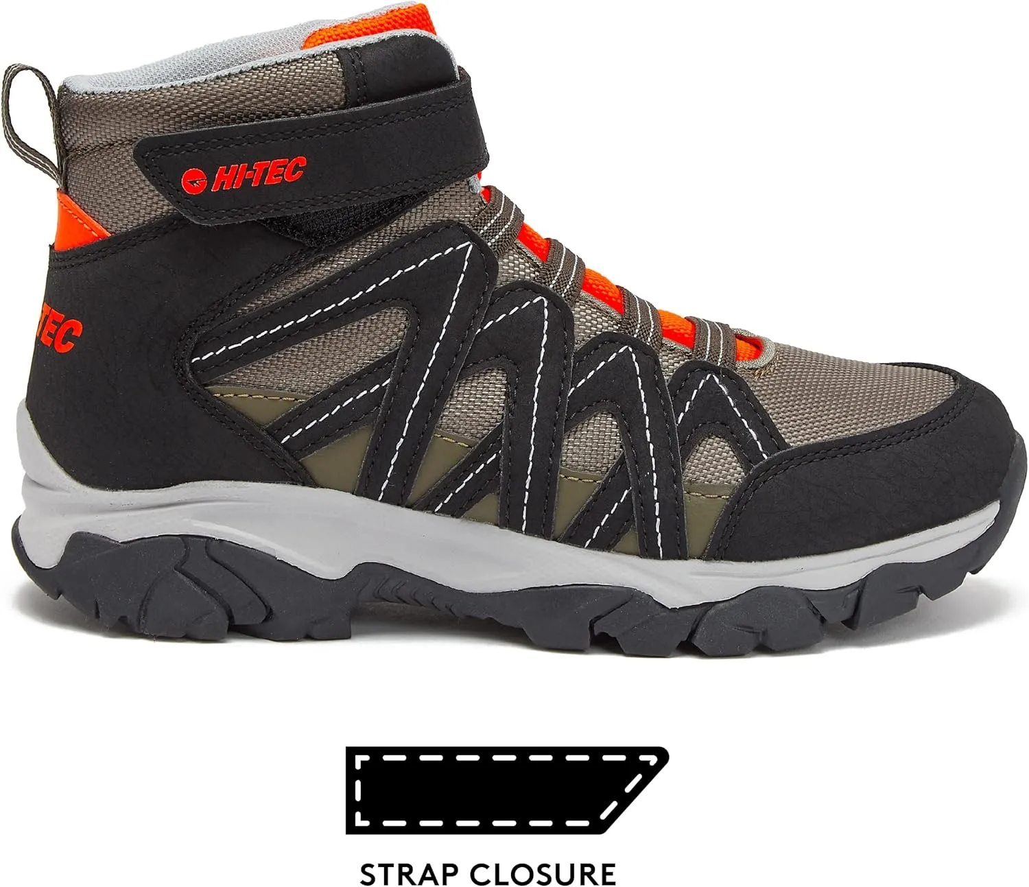 HI-TEC Ravus Blast Mid Boys Hiking Boots, No Tie Lightweight Breathable Outdoor Trekking Shoes, Little Kid and Big Kid Sizes 1 to 7