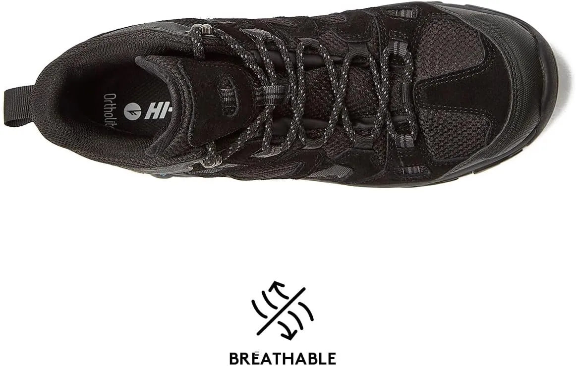 HI-TEC Ravus WP Mid Waterproof Hiking Boots for Men, Lightweight Breathable Outdoor Trekking Shoes