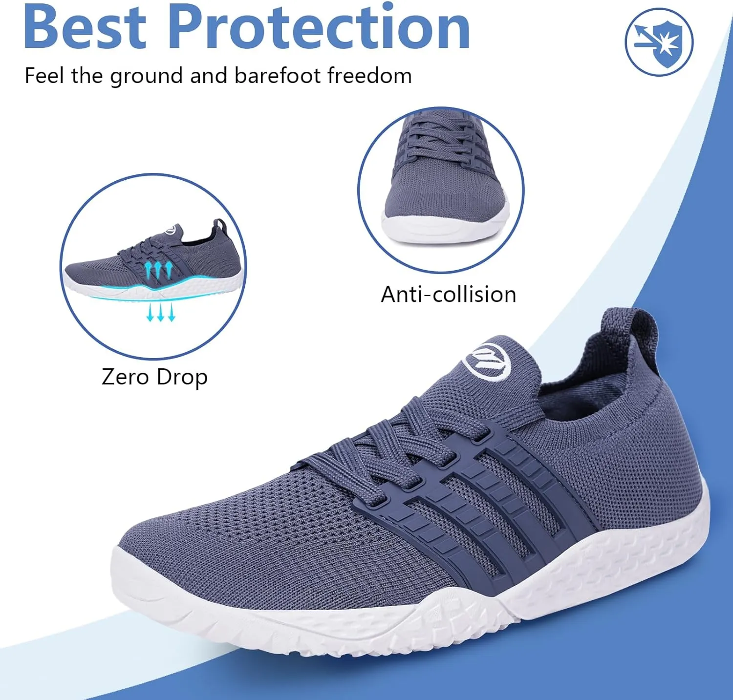Hike Barefoot Shoes Wide Toe Box Shoes for Women Men Footwear, Minimalist Zero Drop Non-Slip Walking Sneakers, Lightweight Comfortable Casual Shoe Training Running Gym Fashion Sneakers