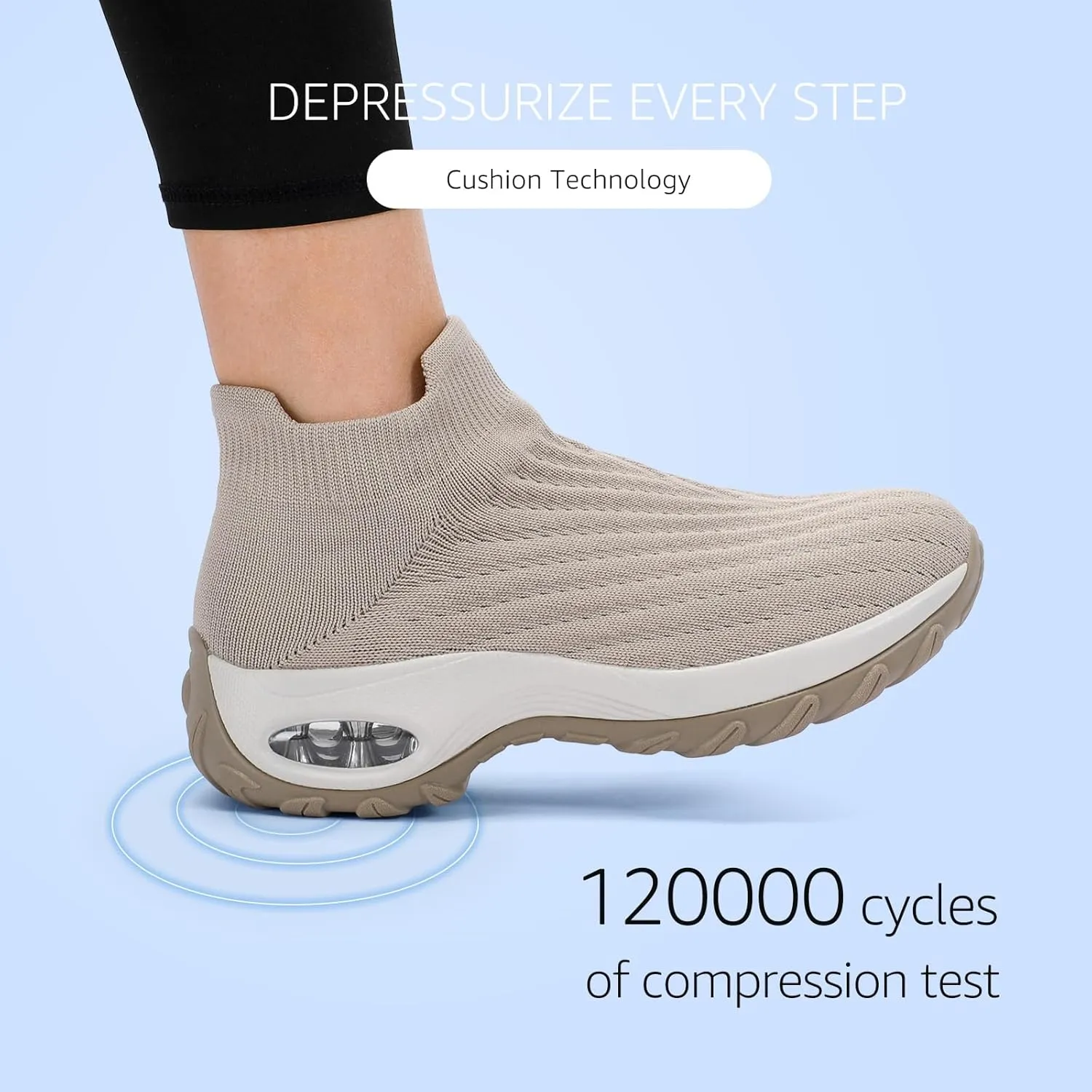 HKR Women's Walking Shoes Arch Support Non Slip Work Shoes Breathable Knit Upper Lightweight for Plantar Fasciitis