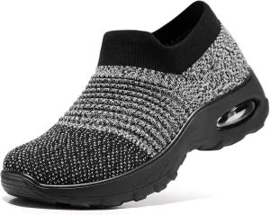 HKR Women’s Walking Shoes with Arch Support Lightweight Slip On Sneakers for Plantar Fasciitis
