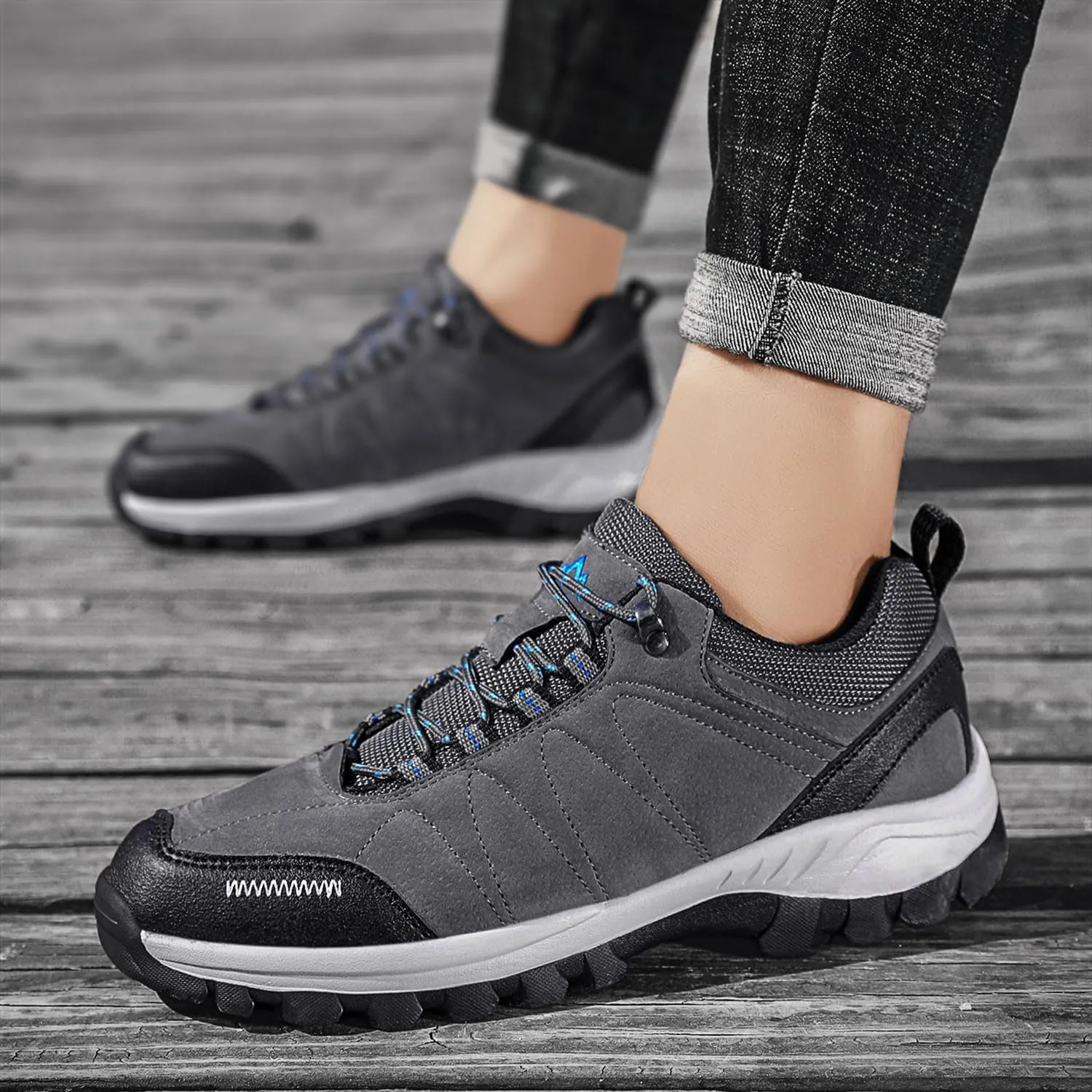 HOBIBEAR Mens Sneakers Leather Running Shoes Trainers Sneaker Casual Hiking Shoes