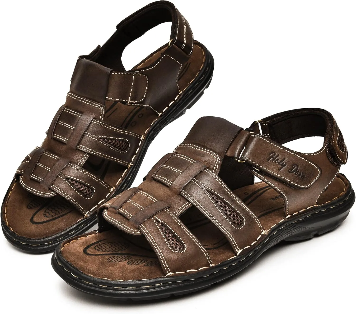 Holy dove Men's Sandals Open Toe Leather Fisherman Sport Hiking Outdoor Casual Summer Sandals Shoes for Men