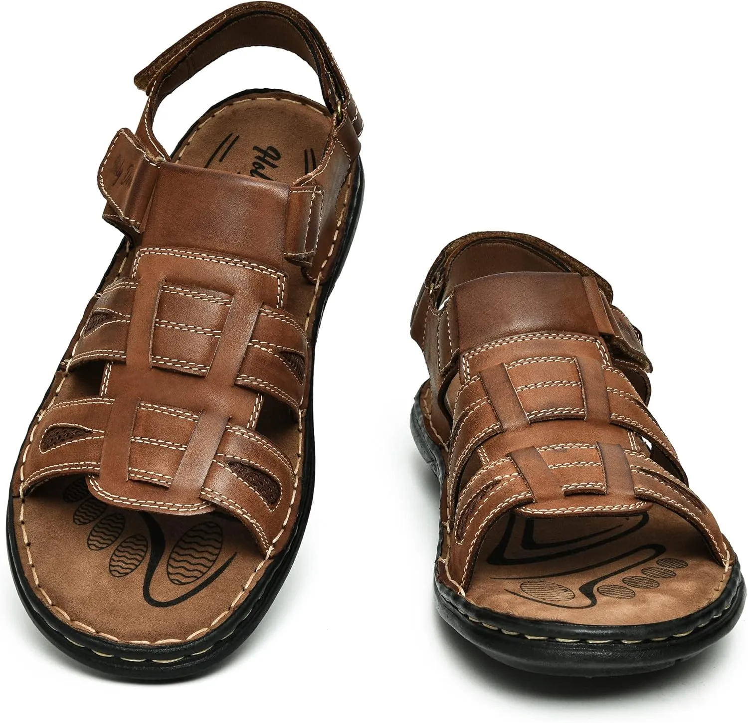 Holy dove Men's Sandals Open Toe Leather Fisherman Sport Hiking Outdoor Casual Summer Sandals Shoes for Men