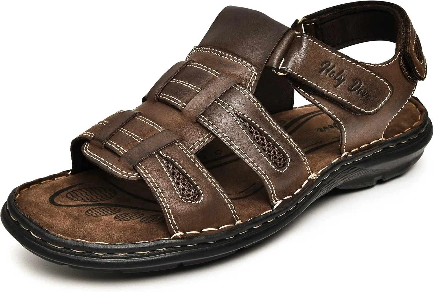 Holy dove Men's Sandals Open Toe Leather Fisherman Sport Hiking Outdoor Casual Summer Sandals Shoes for Men