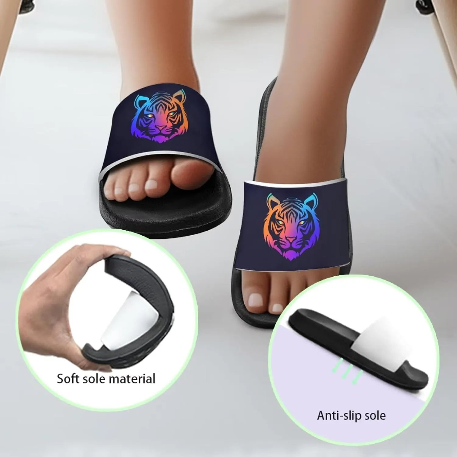 Howilath Children's Sandals Casual Non-Slip Slides Unisex Kids Slippers Bathroom Shower Shoes with EVA Sole