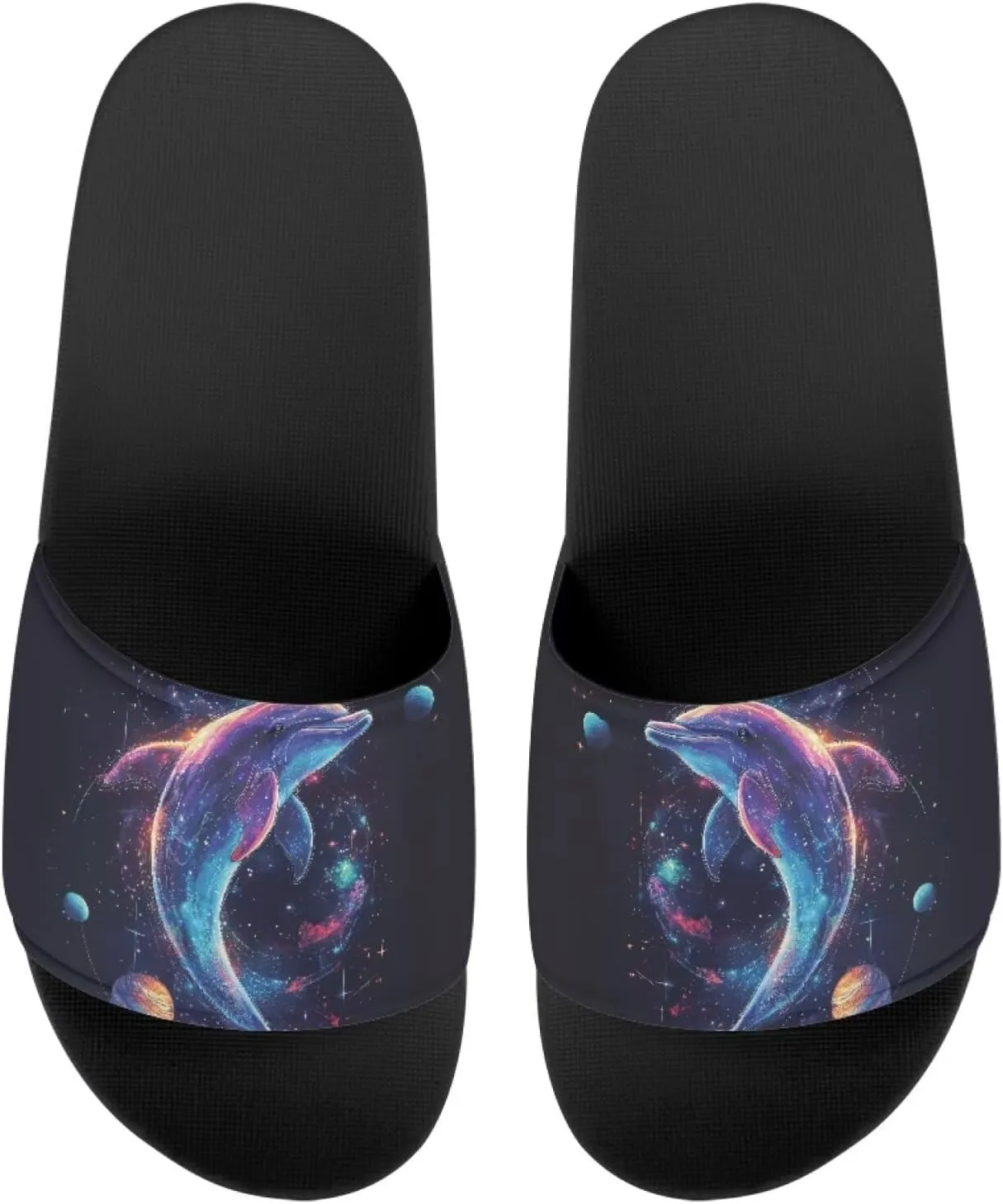 Howilath Novelty Patten Slippers for Women Men, Non-Slip Single Band Slide Sandals Open Toe Soft Sole Flat Sandals