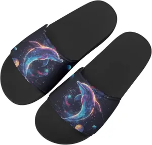 Howilath Novelty Patten Slippers for Women Men, Non-Slip Single Band Slide Sandals Open Toe Soft Sole Flat Sandals