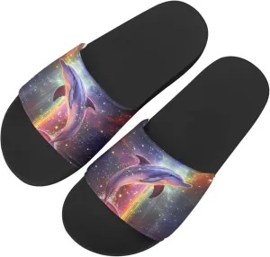 Howilath Novelty Patten Slippers for Women Men, Non-Slip Single Band Slide Sandals Open Toe Soft Sole Flat Sandals
