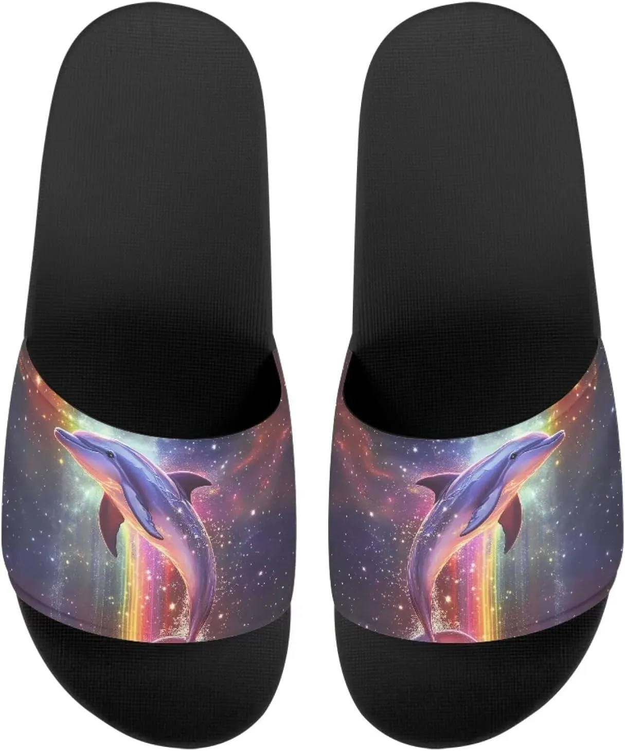 Howilath Novelty Patten Slippers for Women Men, Non-Slip Single Band Slide Sandals Open Toe Soft Sole Flat Sandals