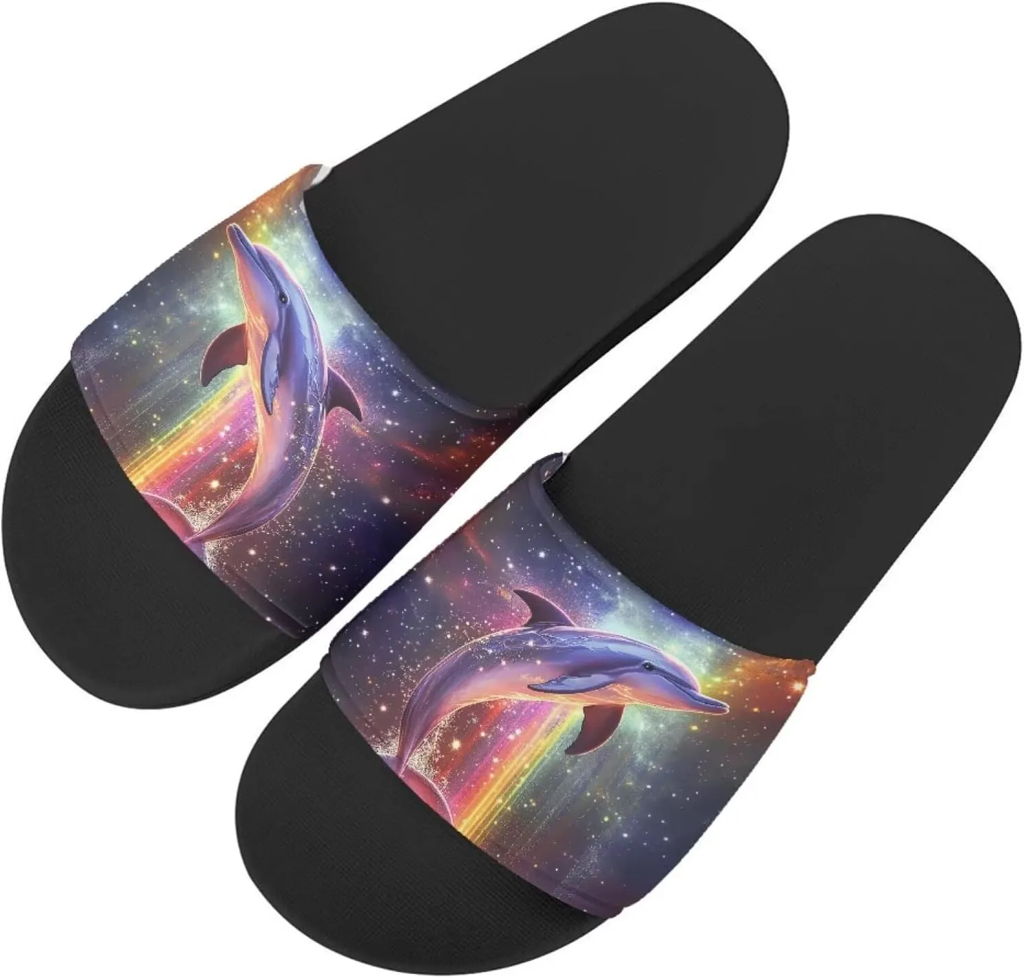 Howilath Novelty Patten Slippers for Women Men, Non-Slip Single Band Slide Sandals Open Toe Soft Sole Flat Sandals