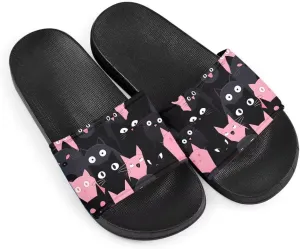 Howilath Women's Casual Slide Sandals, Cartoon Animals Print Comfortable Soft Sole Non-Slip Open Toe EVA Flat Sandals