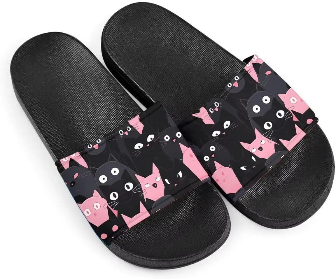 Howilath Women's Casual Slide Sandals, Cartoon Animals Print Comfortable Soft Sole Non-Slip Open Toe EVA Flat Sandals