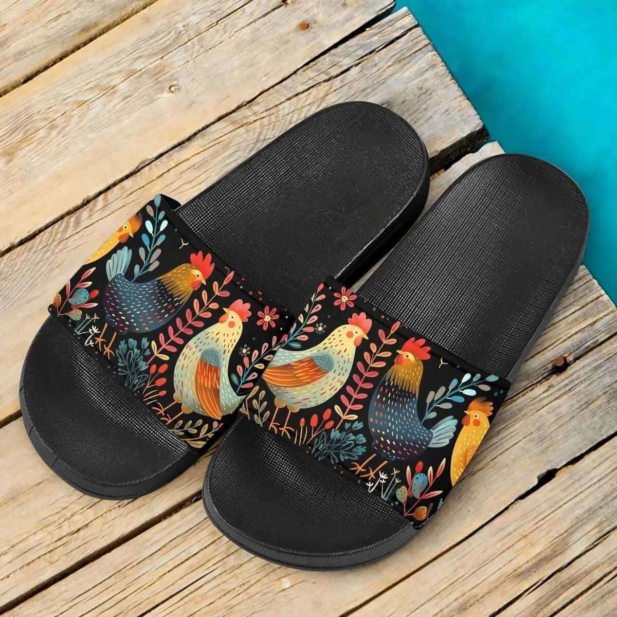 Howilath Women's Casual Slide Sandals, Cartoon Animals Print Comfortable Soft Sole Non-Slip Open Toe EVA Flat Sandals